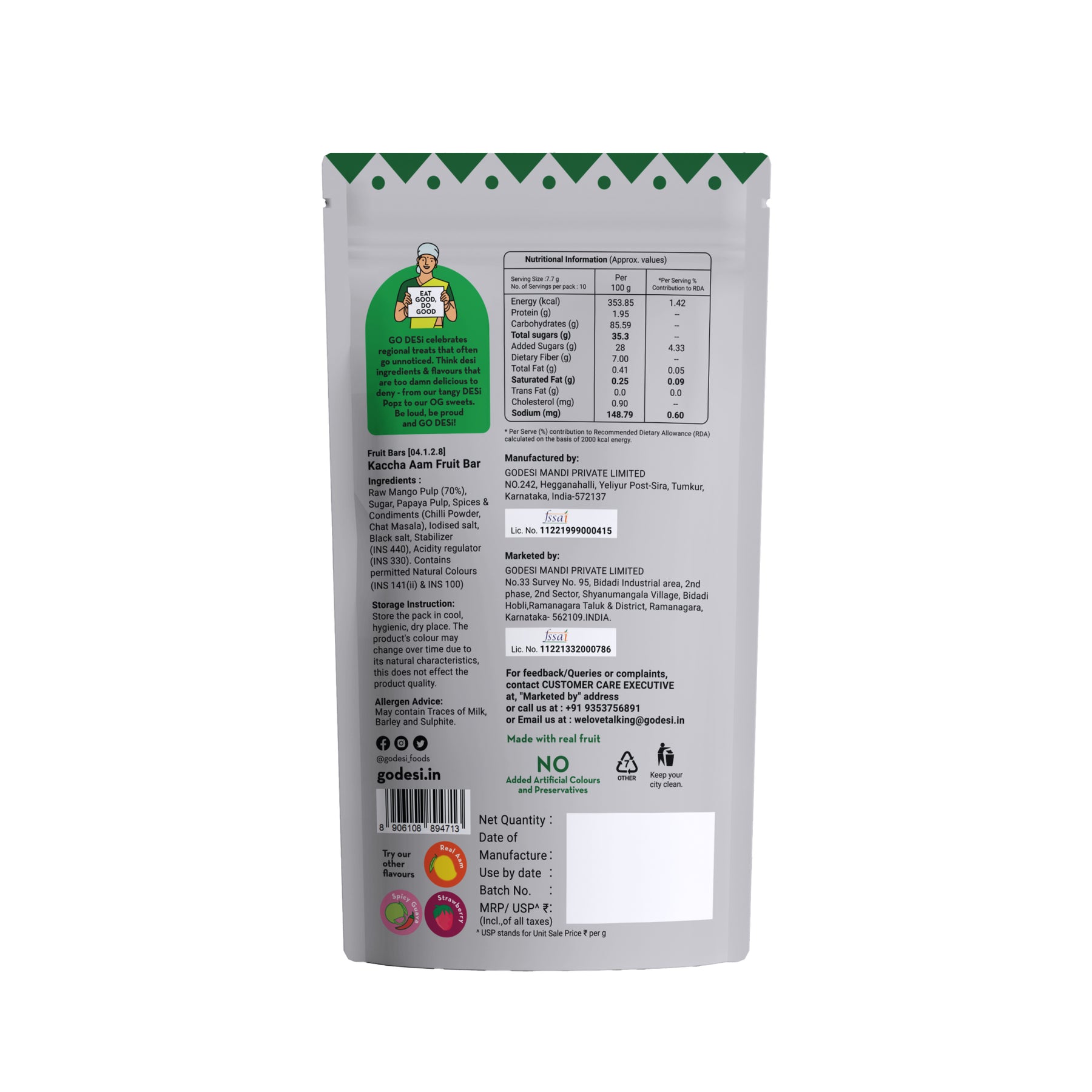 Kaccha Aam Fruit Bar | 70% Fruit Pulp | Pack of 10