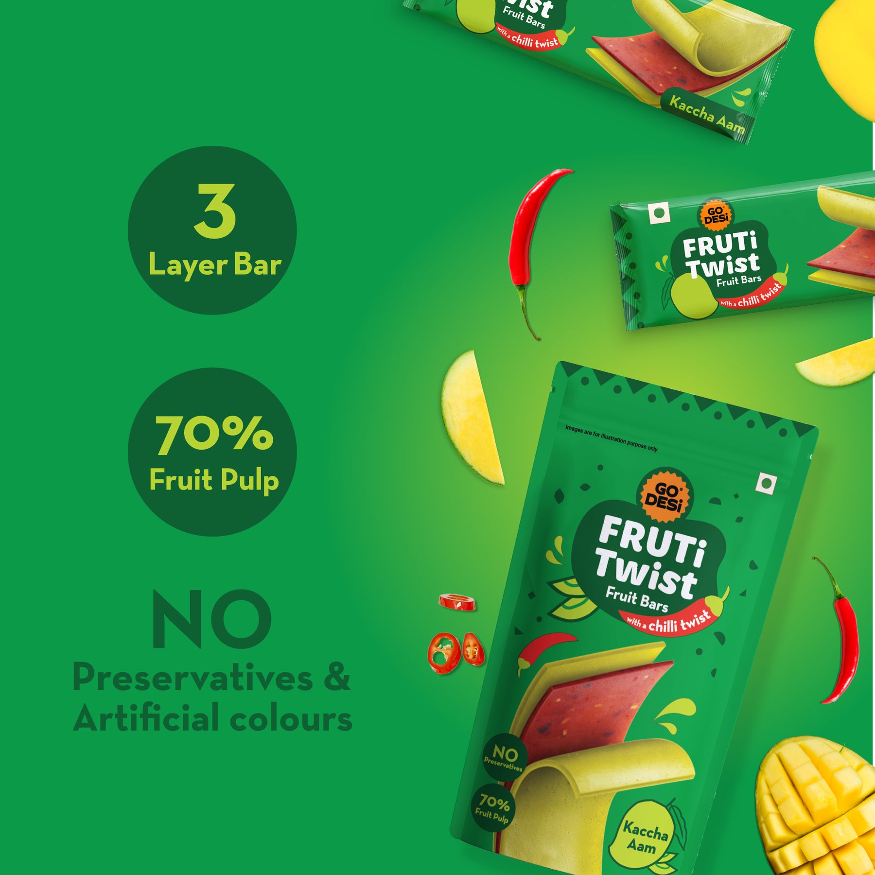 Kaccha Aam Fruit Bar | 70% Fruit Pulp | Pack of 10