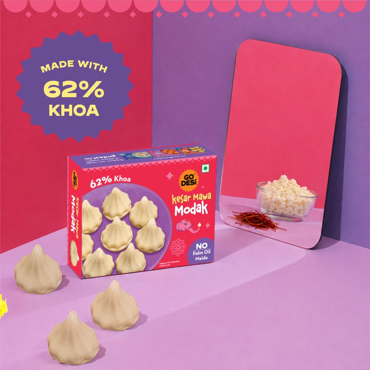 Kesar Mawa Modak | Made with 62% Khoa