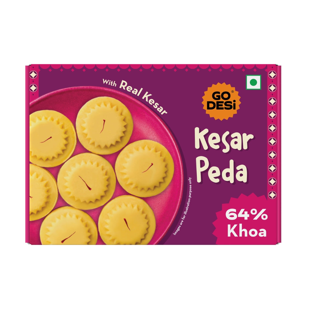 Kesar Peda | Made with 64% Khoa