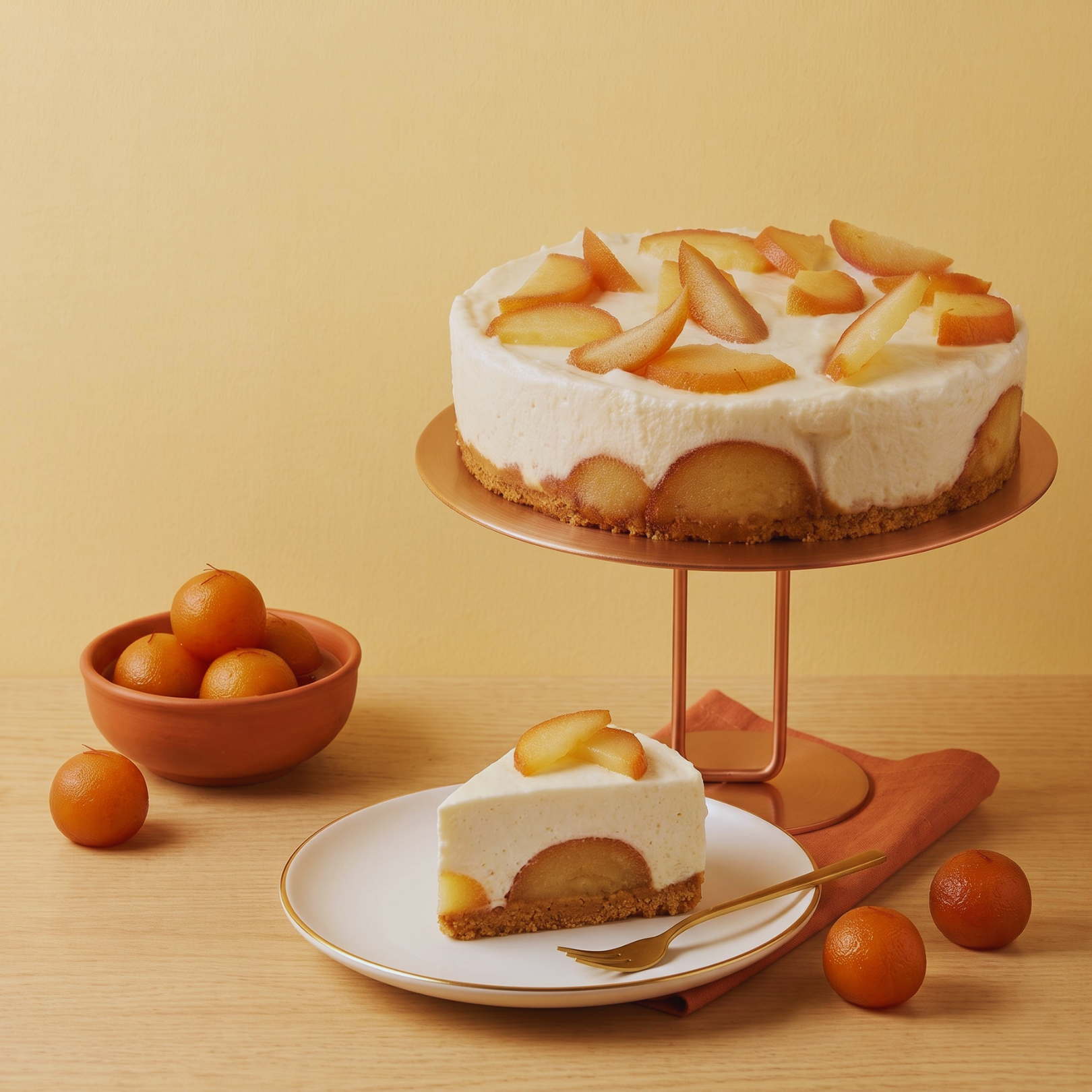 Baked Gulab Jamun Cheesecake