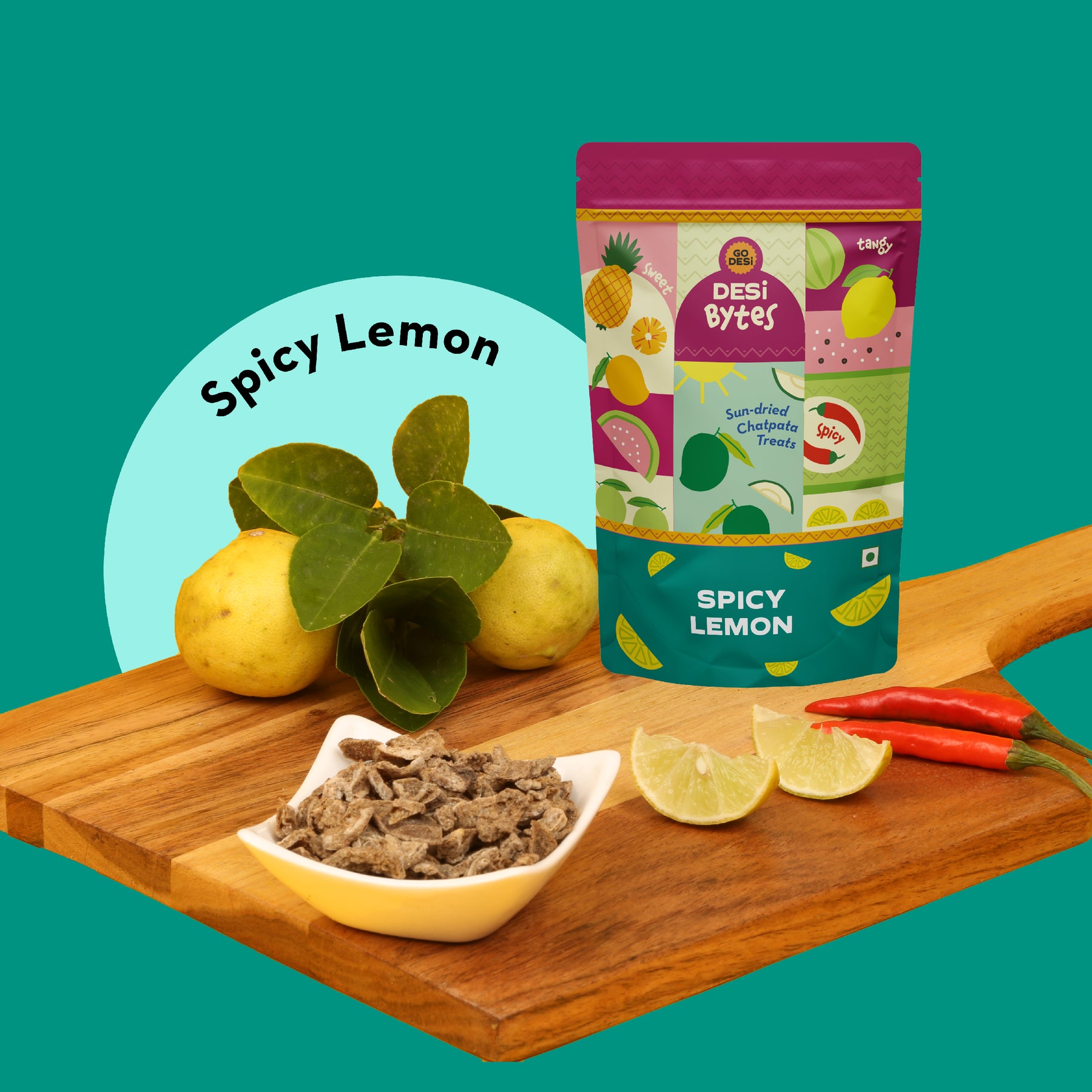 Spicy Lemon Bytes | Sun-dried Lemon Snack | 100% Natural | 200gms