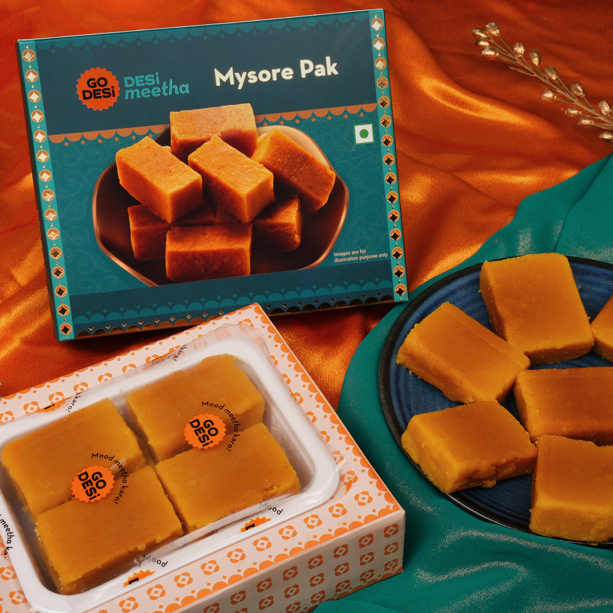 Mysore Pak - Made with Ghee | Classic Indian Mithai | DESi Sweets - Pack of 2 x 200g