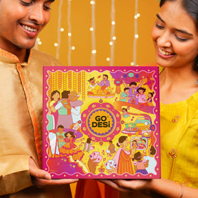 22 Items | Premium Diwali Gift Box | By GO DESi | Peacock Diya | Barbeque Peanuts | Soya Sticks | Kaju Katli | Dry Fruit Laddoo |  DESi POPz: Tangy Imli, Real Aam, Kaccha Aam | Meetha Paan | Fruti Twist: Real Aam, Kaccha Aam, Guava