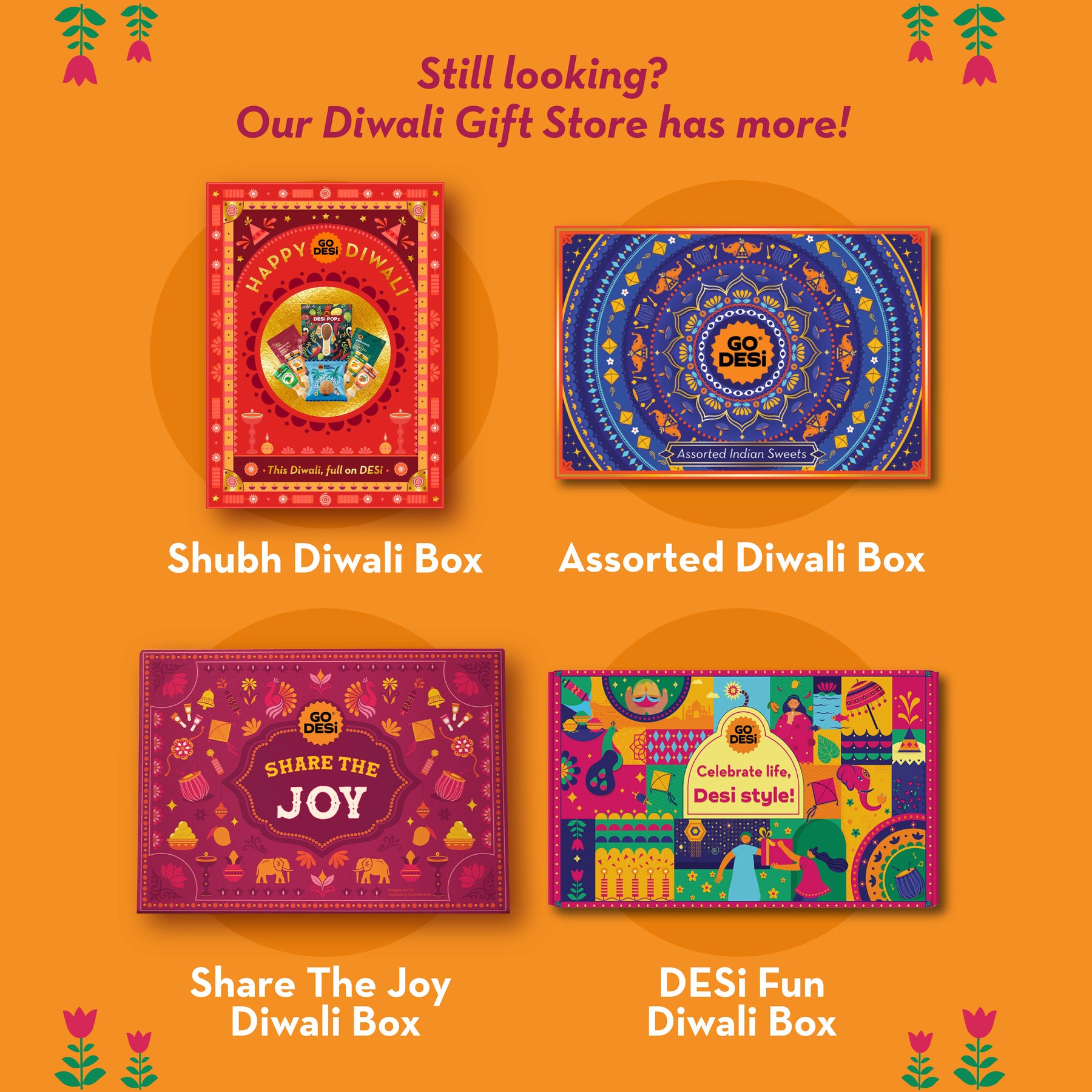 22 Items | Premium Diwali Gift Box | By GO DESi | Peacock Diya | Barbeque Peanuts | Soya Sticks | Kaju Katli | Dry Fruit Laddoo |  DESi POPz: Tangy Imli, Real Aam, Kaccha Aam | Meetha Paan | Fruti Twist: Real Aam, Kaccha Aam, Guava
