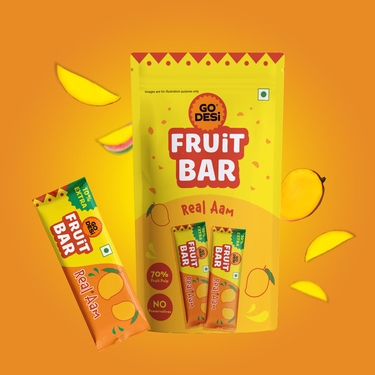 Real Aam Fruit Bar | 70% Fruit Pulp | Pack of 10