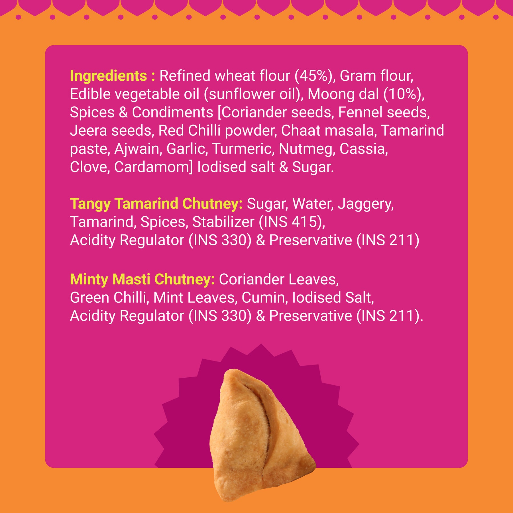 Mini Samosa | No Palm Oil | With 2 Chutneys Inside