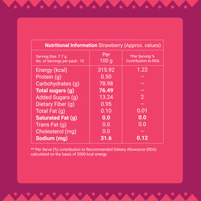 Strawberry Fruit Bar | 83% Fruit Pulp | Pack of 10