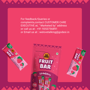 Strawberry Fruit Bar | 83% Fruit Pulp | Pack of 10