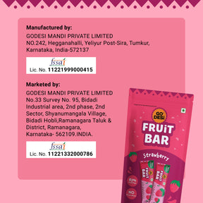 Strawberry Fruit Bar | 83% Fruit Pulp | Pack of 10