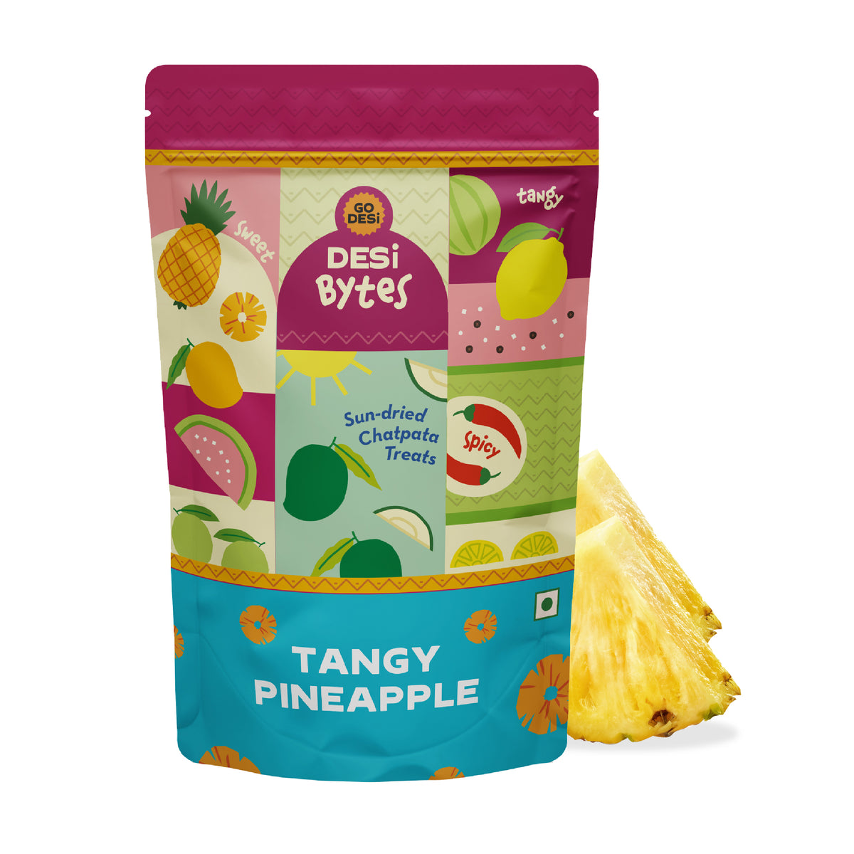 Tangy Pineapple Bytes | Sun-dried Pineapple Snack | 100% Natural | 150gms