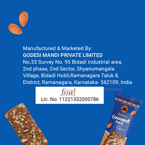 GO DESi - Badam Coconut Barfi | Dry Fruits Sweet | Almond Nuts Bar | Indian Mithai | Sweets Gift Pack | No Added Sugar | Pack of 8 | 12 grams each