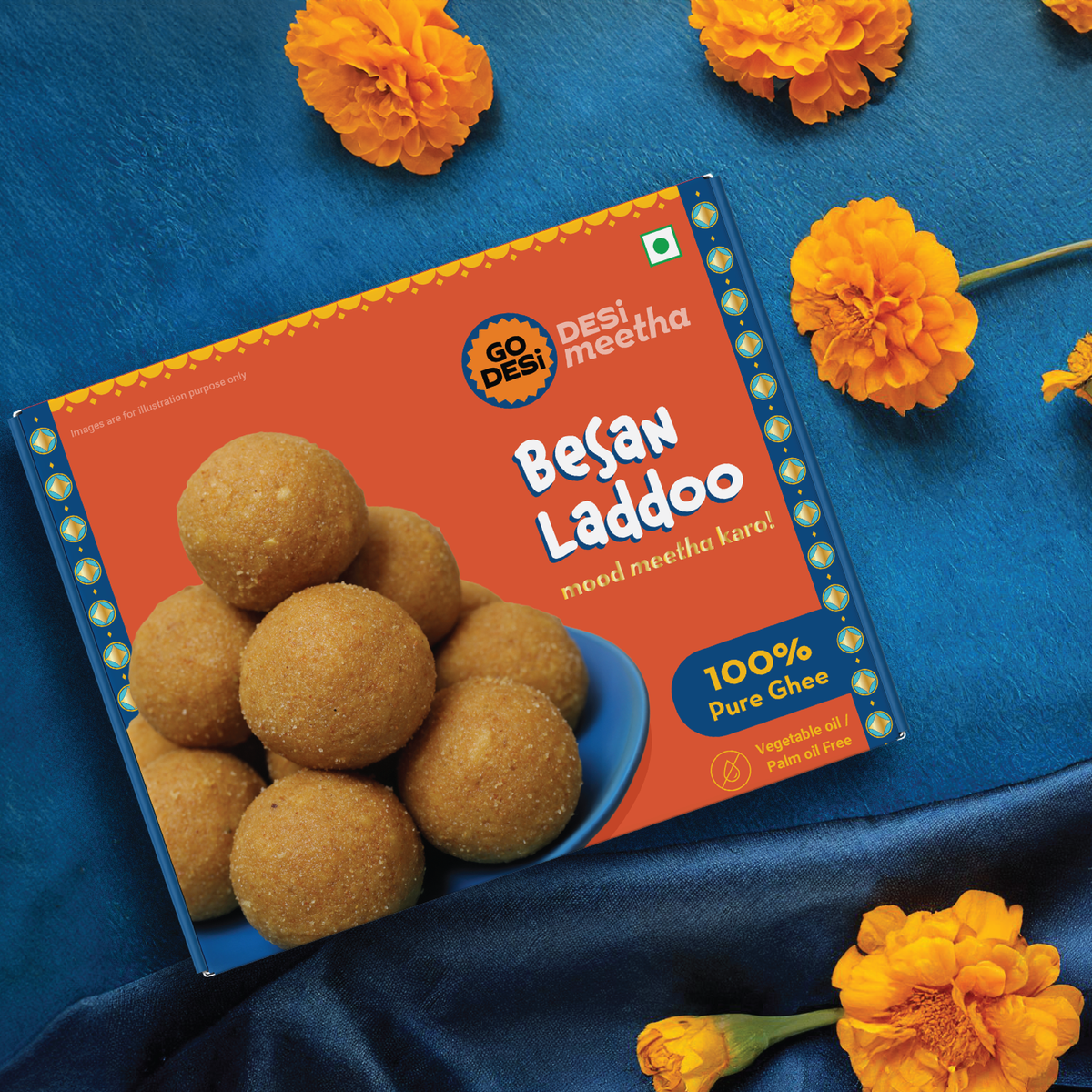 Besan Laddoo - 100% Pure Ghee | Classic Indian Mithai | DESi Sweets - Pack of 2 x 200g