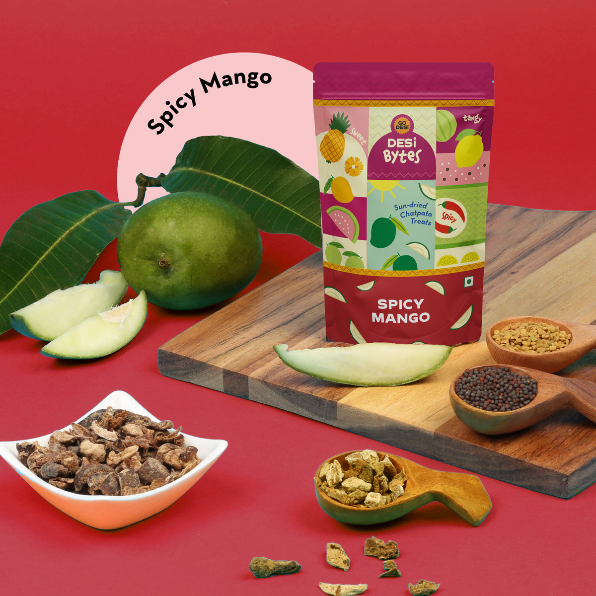 Spicy Mango Bytes | Sun-dried Raw Mango Snack | 100% Natural | 180gms