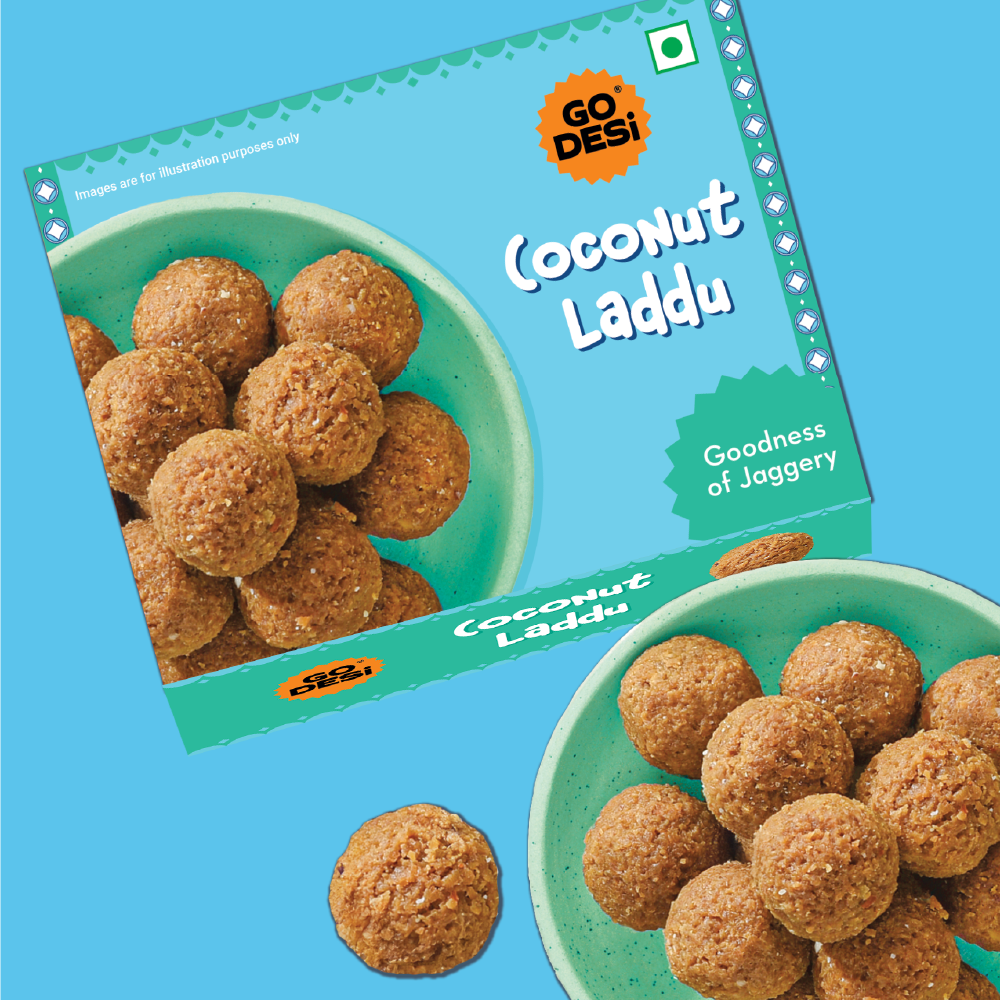 GO DESi Jaggery Coconut Laddu | With Goodness of Jaggery | No Artificial Flavours | Sweets | Laddoo