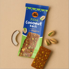 GO DESi - Pista Coconut Barfi | Dry Fruits Sweet | Pistachio Nuts Bar | Indian Mithai | Sweets Gift Pack | No Added Sugar | Pack of 8 | 12 grams each