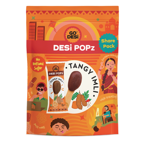 GO DESi Popz - Tangy Imli Popz | Tamarind & Jaggery Candy | Imli Toffee | Lollipop | Digestive Candy | Indian Snacks | 8 Pieces