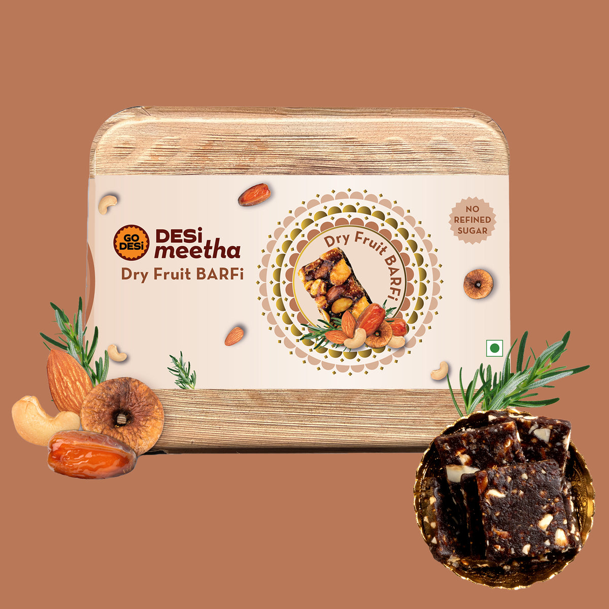 Dry-Fruit Barfi | No Refined Sugar | Anjeer, Dates, Badam & Cashews | DESi Meetha – 200 gms