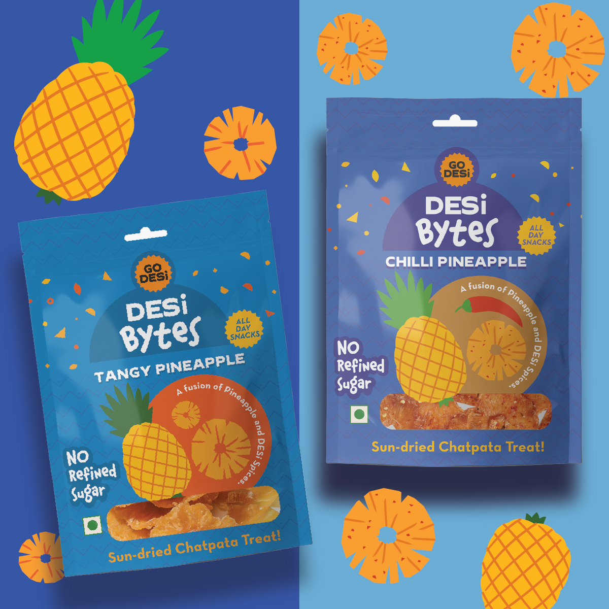 Pineapple Bytes Combo (Tangy + Spicy) | Sun-dried | All-day Snacks |100% Natural | 300g