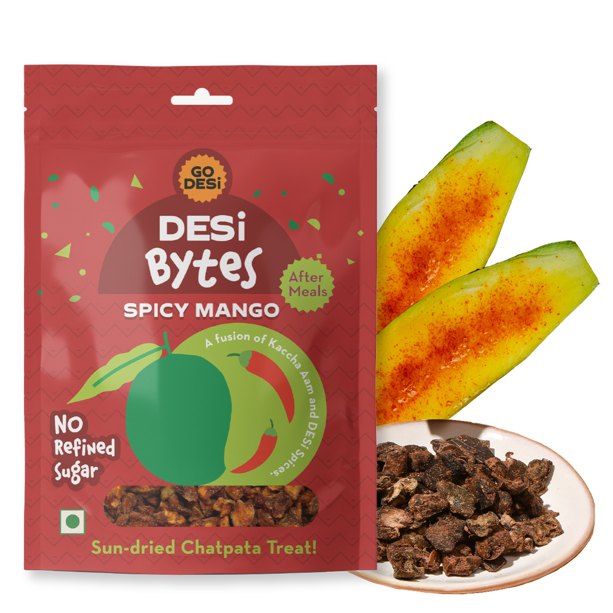 Spicy Mango Bytes | Sun-dried Raw Mango Snack | 100% Natural | Pack of 10 -  180gms
